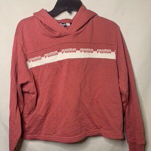 Women's Puma Size 8- Pinkish & White Long Sleeve Hooded Crop Sweatshirt